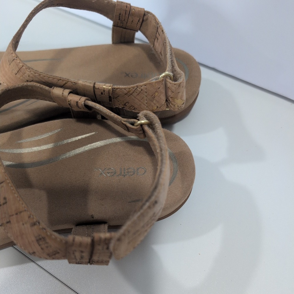 Aetrex Jane Cork Gold Metallic T-Strap Orthotic Sandals SE163W Womens 10 - Picture 3 of 8